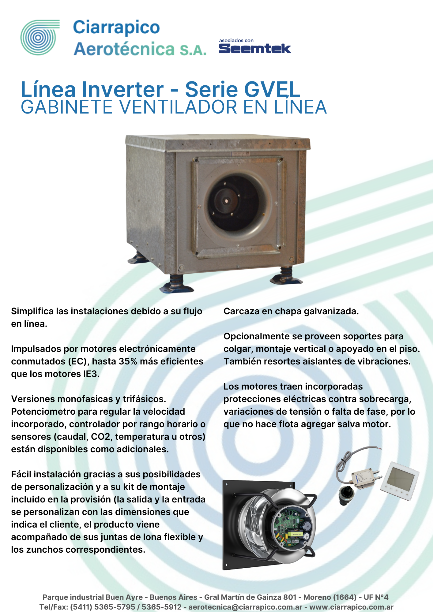 Plano dimensional 2 de Gabinete Ventilador Serie GVEL