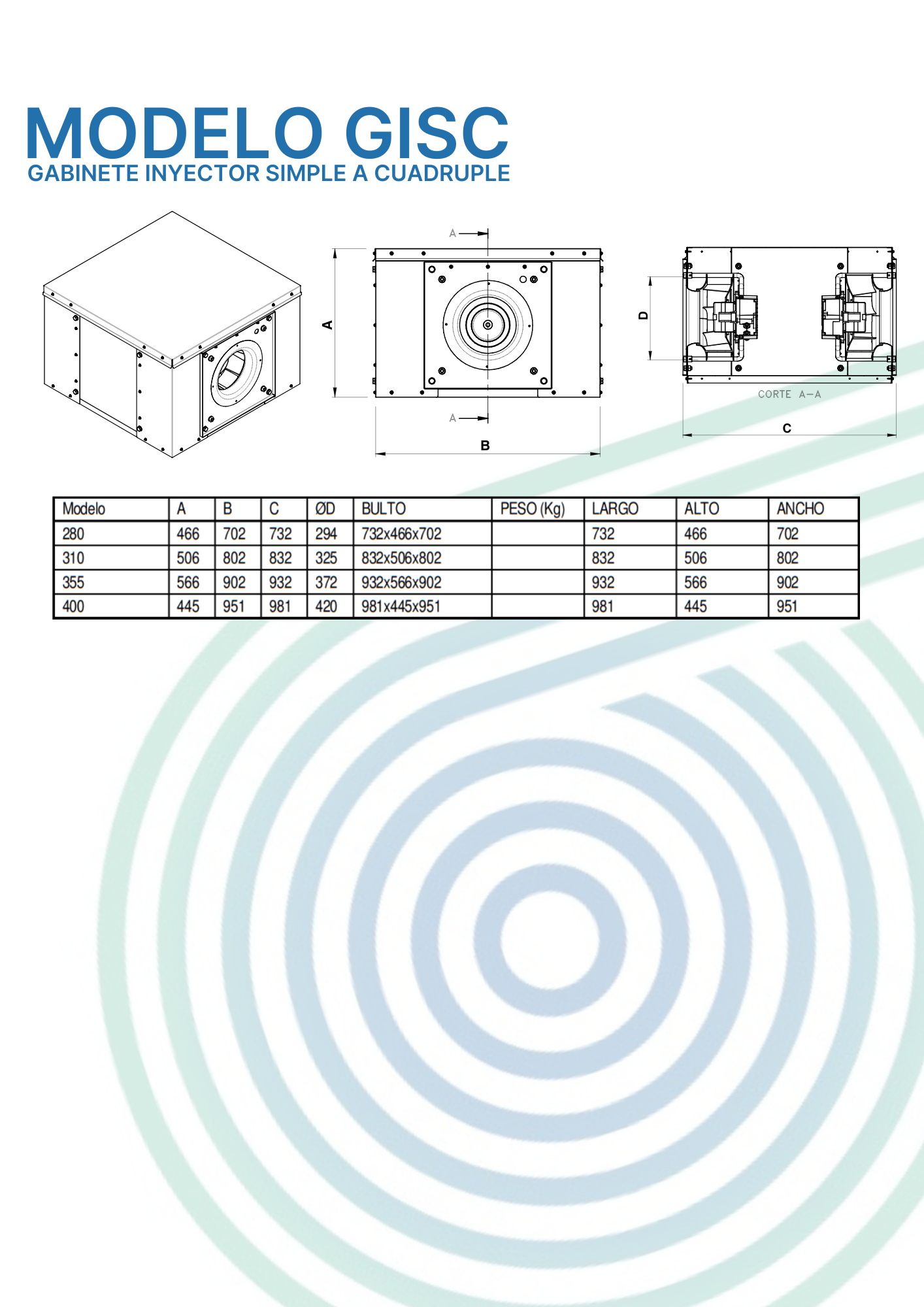 Plano dimensional 6 de Gabinetes de Inyección Serie GI