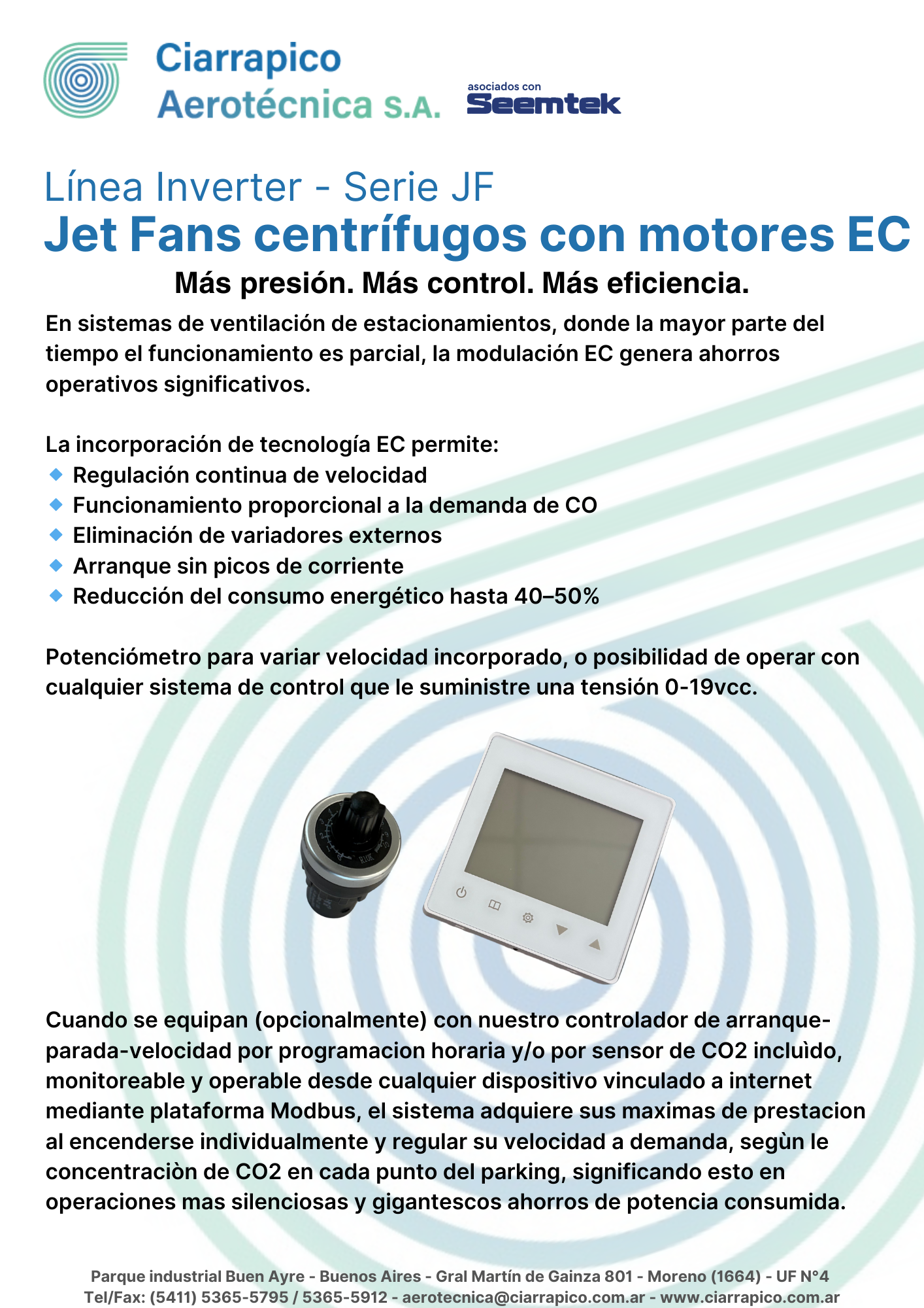 Plano dimensional 2 de Ventilador Centrífugo Serie Jet Fan